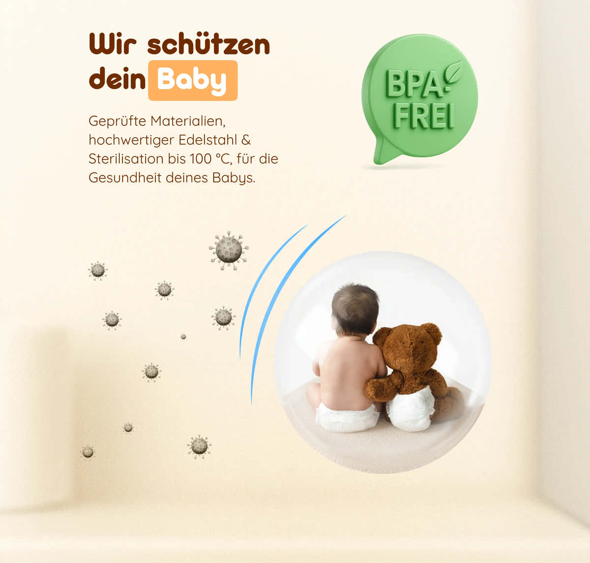 BebeWarm V2 – Kabelloser Babyflaschenwärmer mit Sterilisationsfunktion (37 °C in 2 Min)